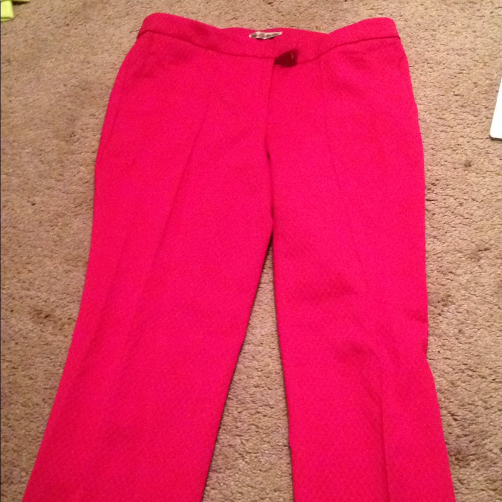 Hot Pink Quilted Pattern Ankle Pants